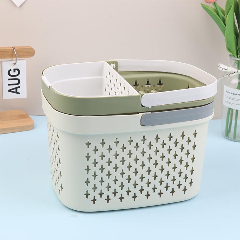 Пластиковая корзина-органайзер с ручками, дренажный контейнер для туалетных принадлежностей, штабелируемая корзина для хранения для ванной, кухни, лагеря, спортзала