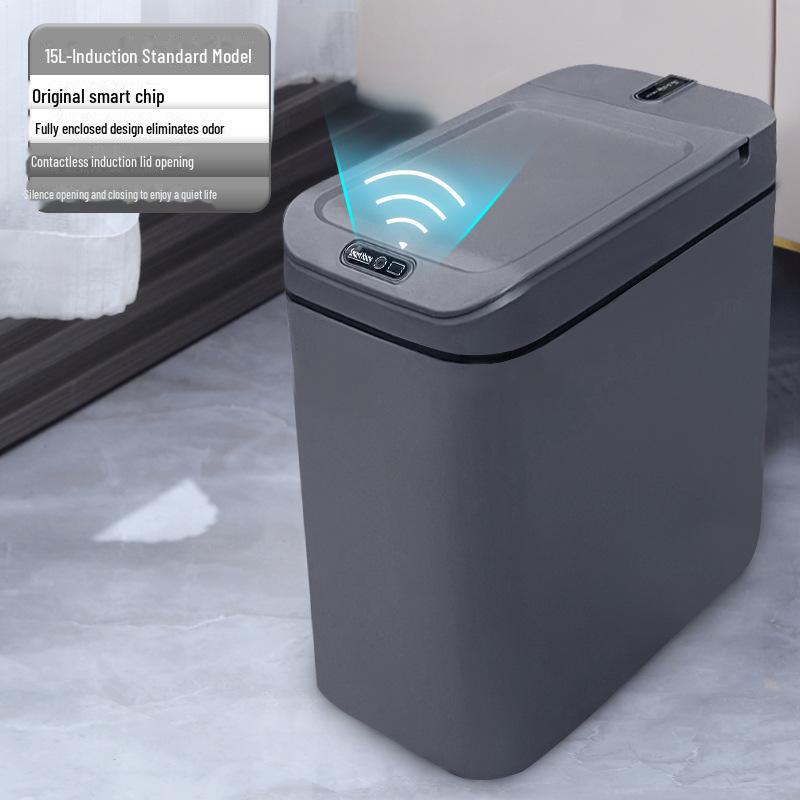 Large Capacity Smart Induction Trash Can for Kitchen and Bathroom