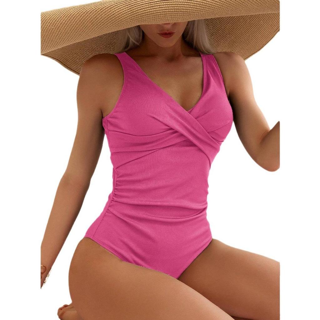 Swimsuit Women's Split High Waist Sleeveless Ins Overshirt Drawstring Printed Bikini