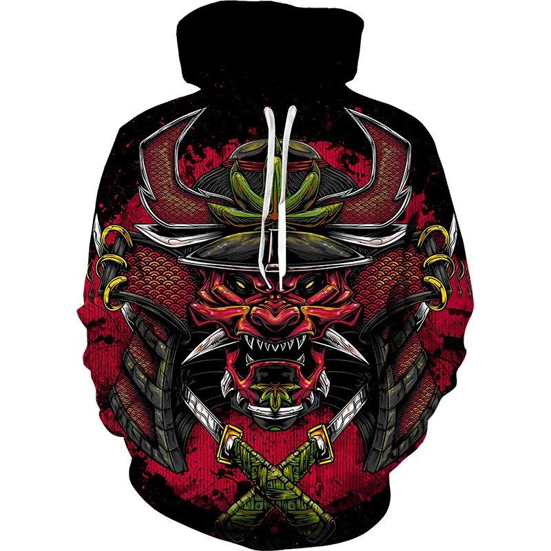 New Hot Anime 3d Hoodies Japanese Samurai Sweatshirt Men And Women Fashion Black Pullover Autumn And Spring Men's Clothing