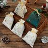 Christmas Cotton Linen Gift Bags Xmas Tree Printed Drawstring Pocket Christmas Party Gift Packaging Jewelry Storage Bags