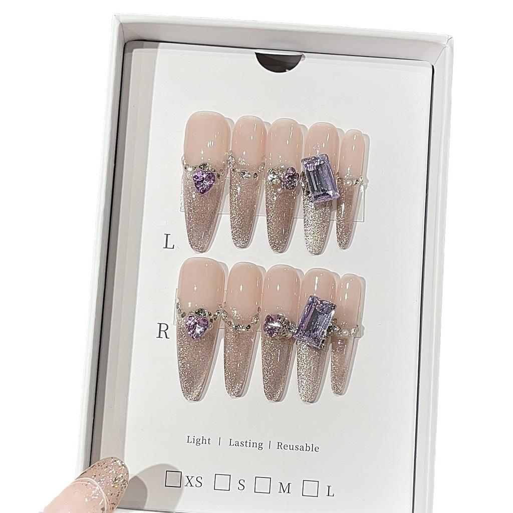 Water Lily Gentle Purple Atmosphere and Gentle Glutinous Ice Purple Cat Eyes French Pile Drill Wear Armor