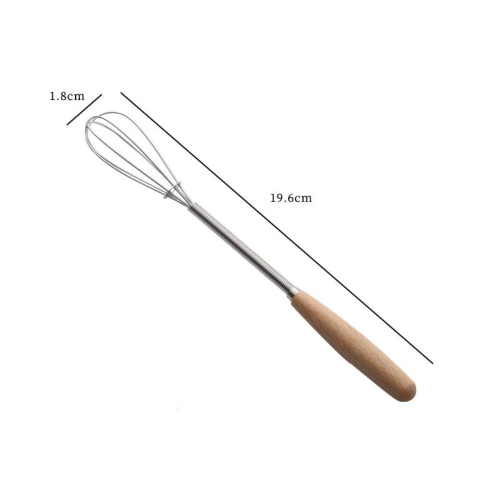 Useful Mini Egg Whisk Wooden Handle Manual Egg Beater Stainless Steel Egg Beater Cooking