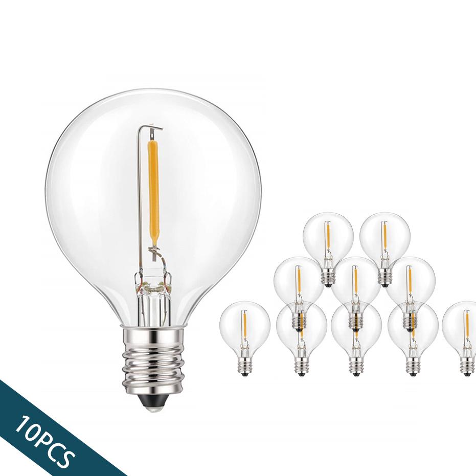 10 шт. G40 сменные лампочки E12 110 В 220 В 1 Вт пластиковые глобусные лампы гирлянда для внутреннего и наружного патио домашний декор для сада теплый белый