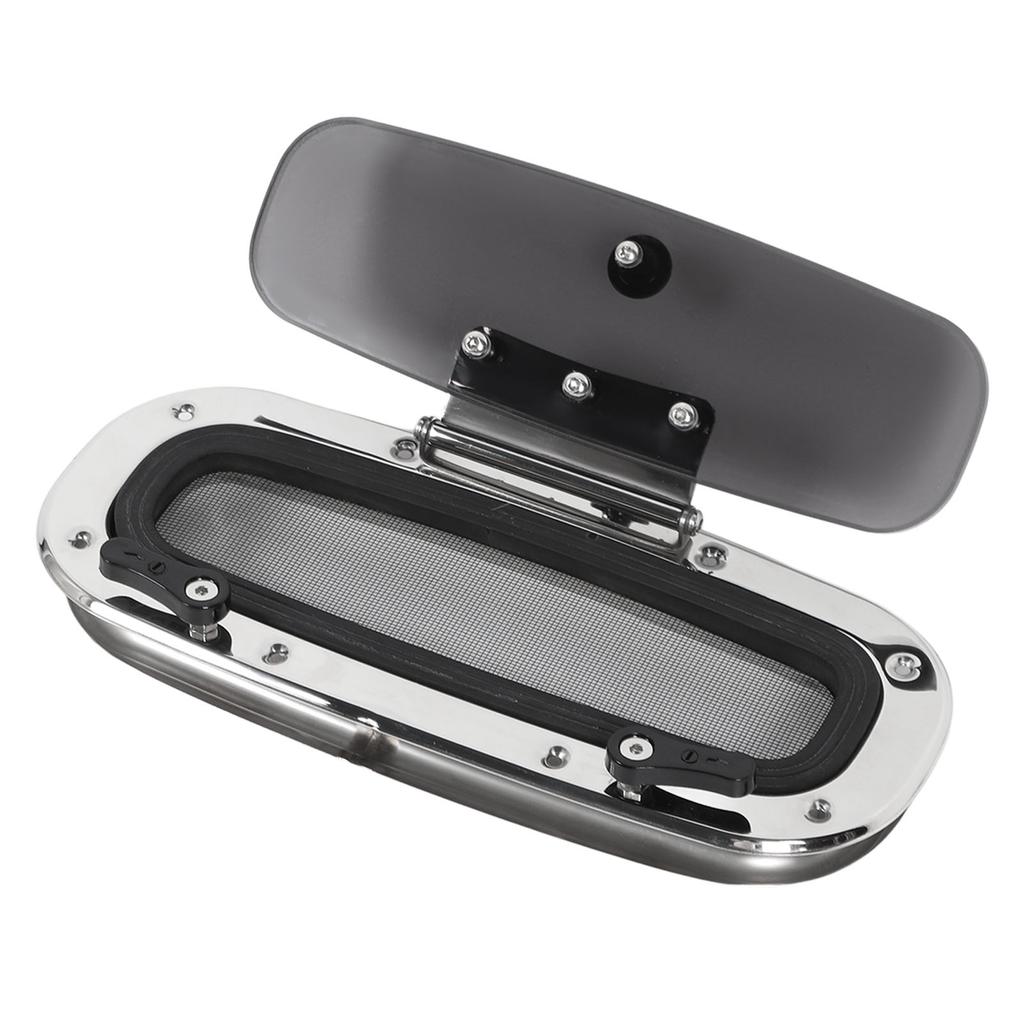 Иллюминатор для лодки 345x150мм   13.58x6дюйм Внутреннее открывание Защита от УФ-лучей Нержавеющая сталь Люк Иллюминатор с сеткой и