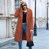 Осенне-зимнее женское однотонное пальто средней длины из овечьей шерсти, свободное повседневное пальто