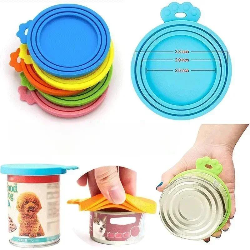 1 Pcs Reusable 3 In 1 Pet Food Can Silicone Cover Dogs Cats Storage Tin Cap Lid Seal Cover Pet Supplies For 8.5cm/7.5cm/6.5cm