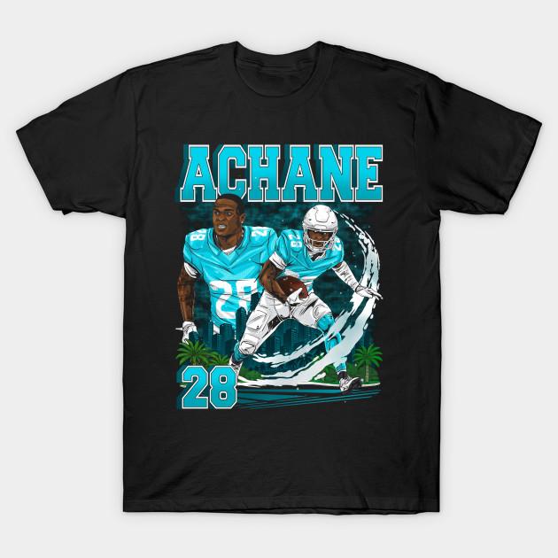 Asian Size Men Black Print T-shirt De'Von Achane Player Name Number No-Cut Heat Transfer Print Cotton Tshirt
