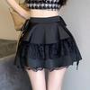 Короткая юбка-торт с оборками и кружевом, кружевные плиссированные мини-юбки с высокой талией, юбка-трапеция для женщин