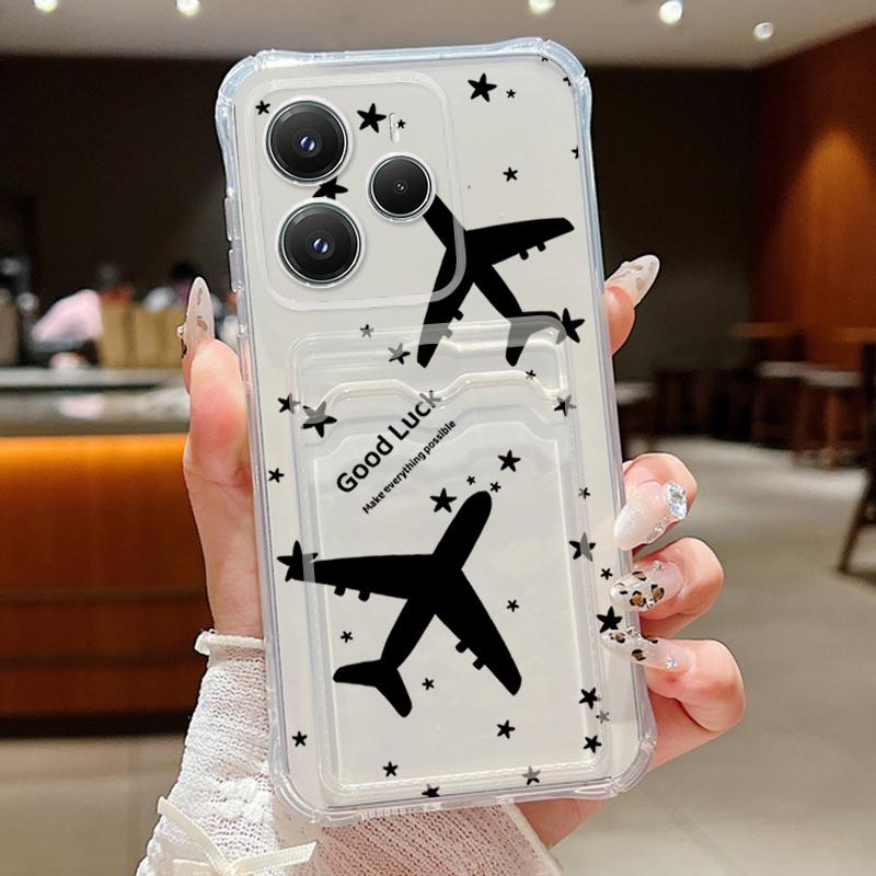 Карман-слот для карты Чехол из ТПУ для Xiaomi Poco X6 F6 X5 Pro M6 Pro C65 С принтом самолета Мягкий силиконовый чехол для телефона для Poco F6 X5 X6