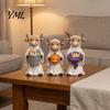 Фигурки из смолы 3 шт. Призраки на Хэллоуин, Фигурки шотландской коровы, Статуэтки яков с тыквой, Декоративные элементы для дома и сада, Настольные украшения для