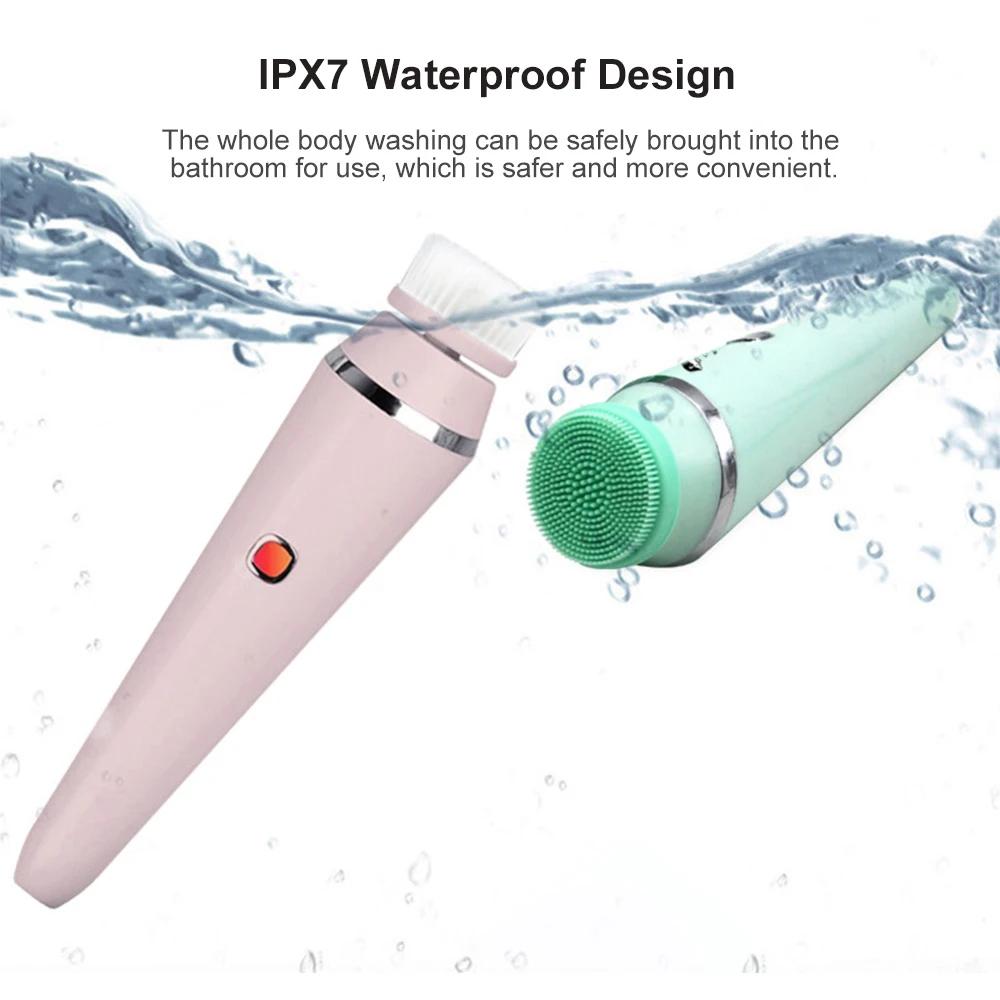 4 в 1 электрическое очищающее средство для лица, массажное мытье, автоматически вращающаяся машина для очищения лица, водостойкое средство для удаления пор и черных точек, отшелушивающее средство