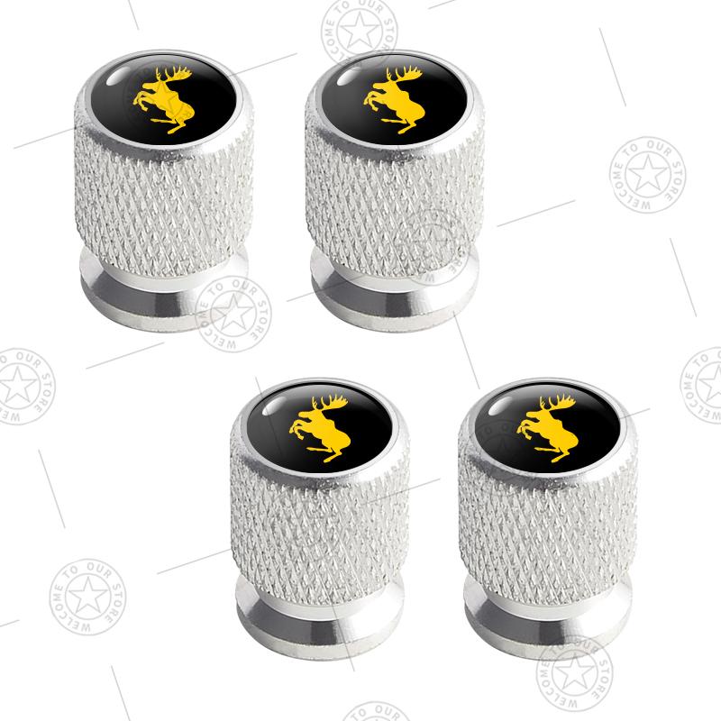 4pcs Prancing Deer Logo Car Wheel Tire Valve Caps Air Stem Aluminum Accessories For Volvo Moose Test R Design XC40 XC60 S90 V60
