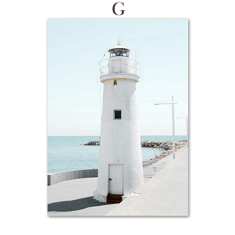 Чайка, маяк, мост, море, пляж, велосипед, настенная живопись на холсте, постеры на скандинавскую тему и принты, настенные панно для декора гостиной