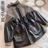 HI-FASHION French Vintage Small Fragrance Tweed Jacket PU Leather Coat Warm Wool Liner Parkas Winter Patchwork Coat Female
