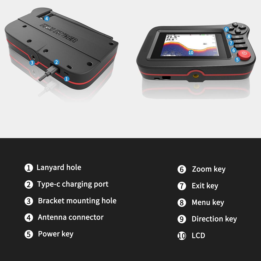 3,5-дюймовый беспроводной эхолот для обнаружения рыбы, подводный глубиномер с детектором для рыбалки