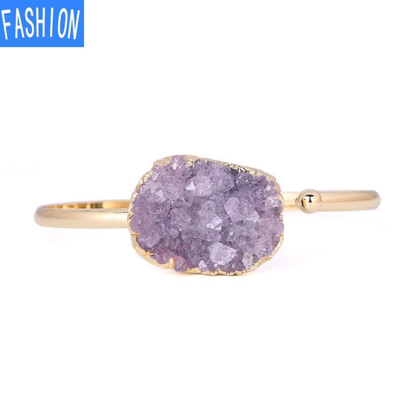 Необычный браслет из меди с натуральным аметистом, полуоткрытый регулируемый браслет любого размера запястья