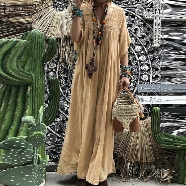 Женское платье с V-образным вырезом, платье макси, рукава-фонарики, оверсайз, свободный кафтан, платье для выпускного вечера, платье Vestido Robe