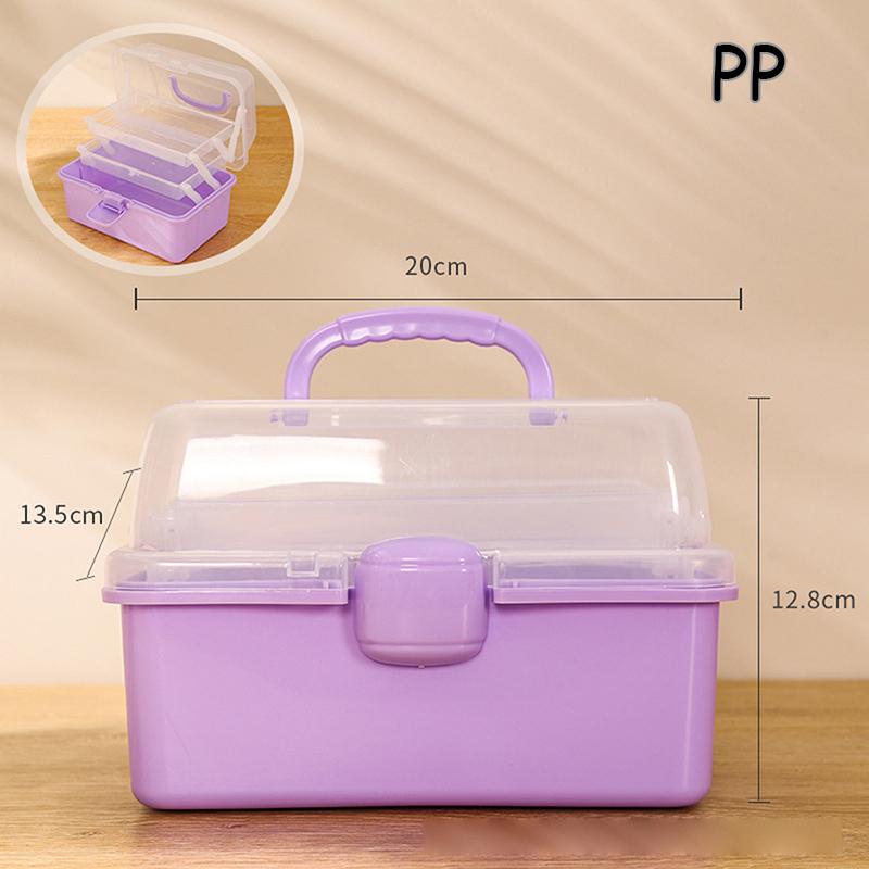 3-Tier Foldable Storage Box Children's Hair Accessories Organizer with Handles- Cute Jewelry Case Portable Medicine Cabinet