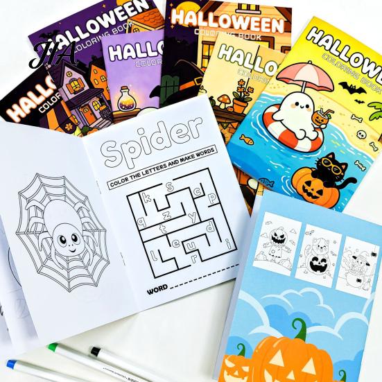 Cute Ghost Pumpkin Drawing Pads 8PCS Halloween Cartoon Coloring Book, And Illustrations, Thick Preschool Activity Book Paper Kids Set, for Party