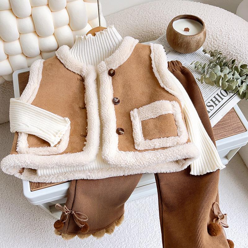 Стильный зимний флисовый жилет для девочек с большими карманами - TW103