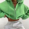 Women's Sweatshirt Fashion Solid Color Long-sleeved Top Hooded Zipper Cardigan Jacket