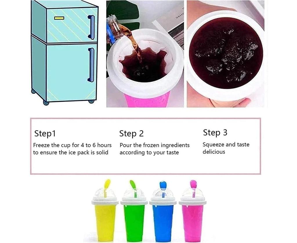 Red Slushie Cup Magic Quick Frozen Smoothies Cup Cooling Cup Double Layer Squeeze Cup Slushy Maker DIY Homemade Ice Cream Maker