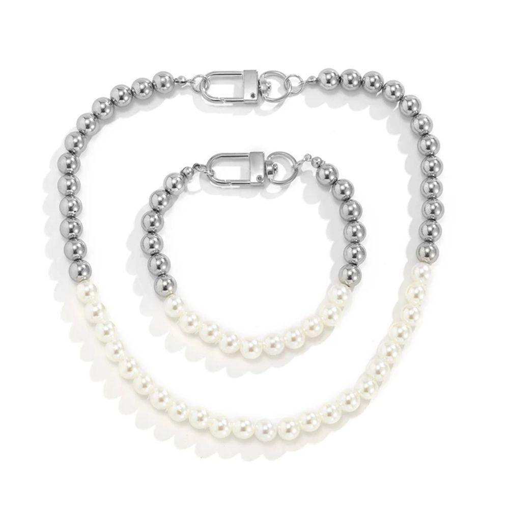 Girl Imitation Pearl Korean Style Bracelet Men Clavicle Chain Fashion Jewelry Necklace Bracelet Set