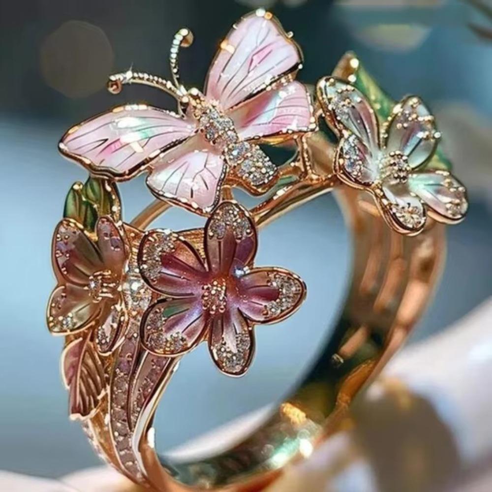 High Quality Jewelry Accessories Butterfly Ring Crafts Non-fading Finger Decorations Gift Open Ring