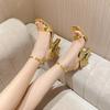 Fashion Sexy Open Toe Ankle buckle Strap Sandals Women Fashion Square Head Strange style High Heeled club Party Shoes Sandalias