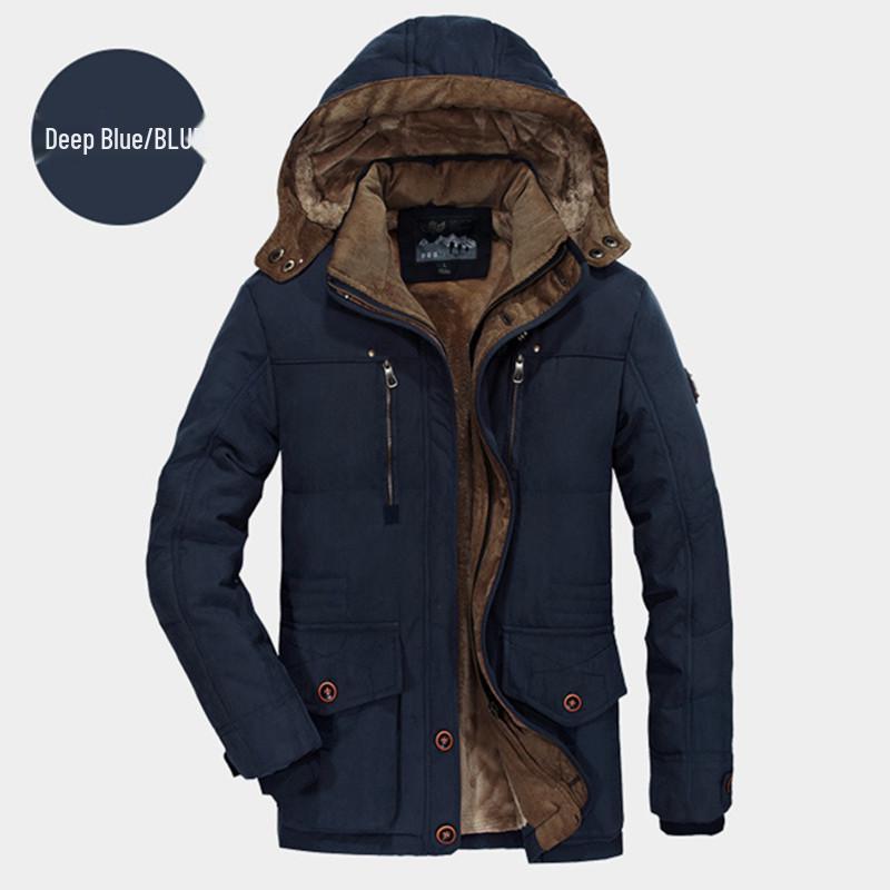 Синяя плюшевая куртка-пуховик с 3D-карманом на молнии, хлопковая, свободного кроя, для молодежи