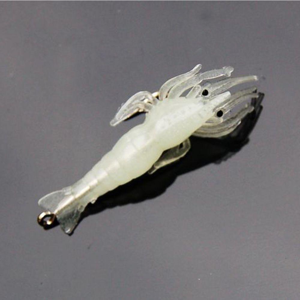 10Pcs Luminous Creative Soft Hook Worm Silicone Sea Fishing Prawn Lure Shrimp Fake Bait