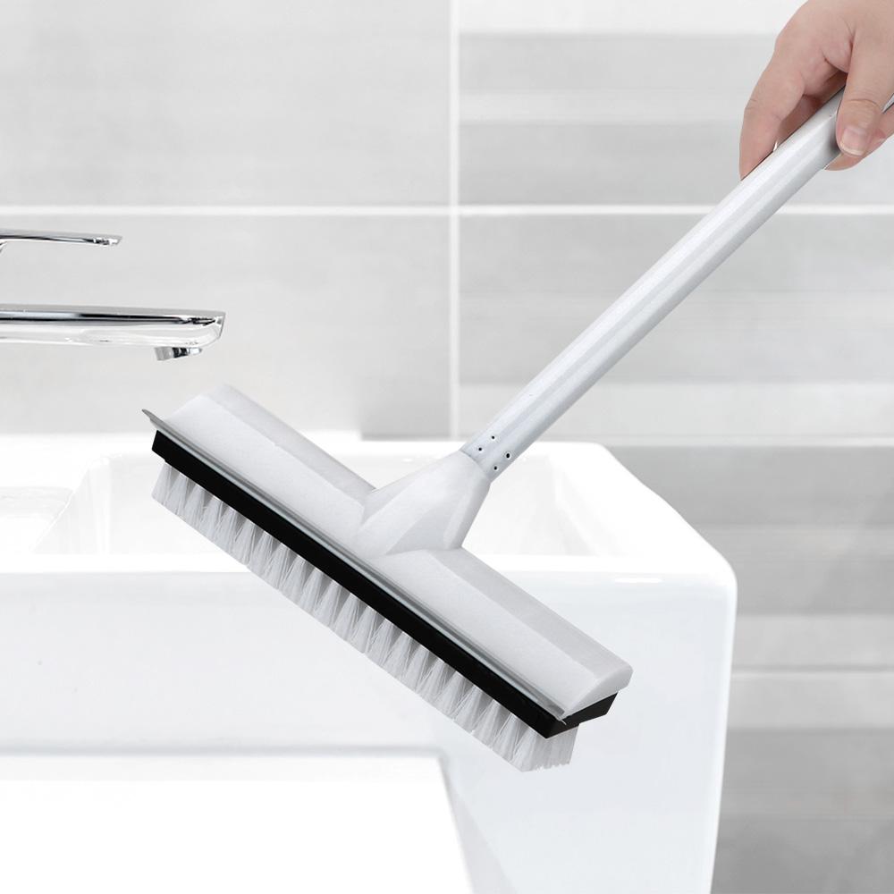 Щетка для ковров для чистки плитки, коврового покрытия в помещении, 2 в 1, регулируемая щетка для мытья пола с длинной ручкой, резиновый скребок, инструменты для уборки ванной комнаты