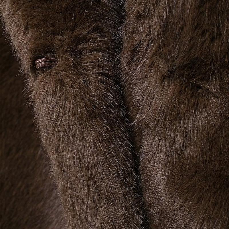 Повседневная свободная теплая плюшевая короткая куртка из искусственного меха для женщин с лацканами и длинным рукавом, однотонная меховая куртка, зимняя мода, утолщенная, для улицы