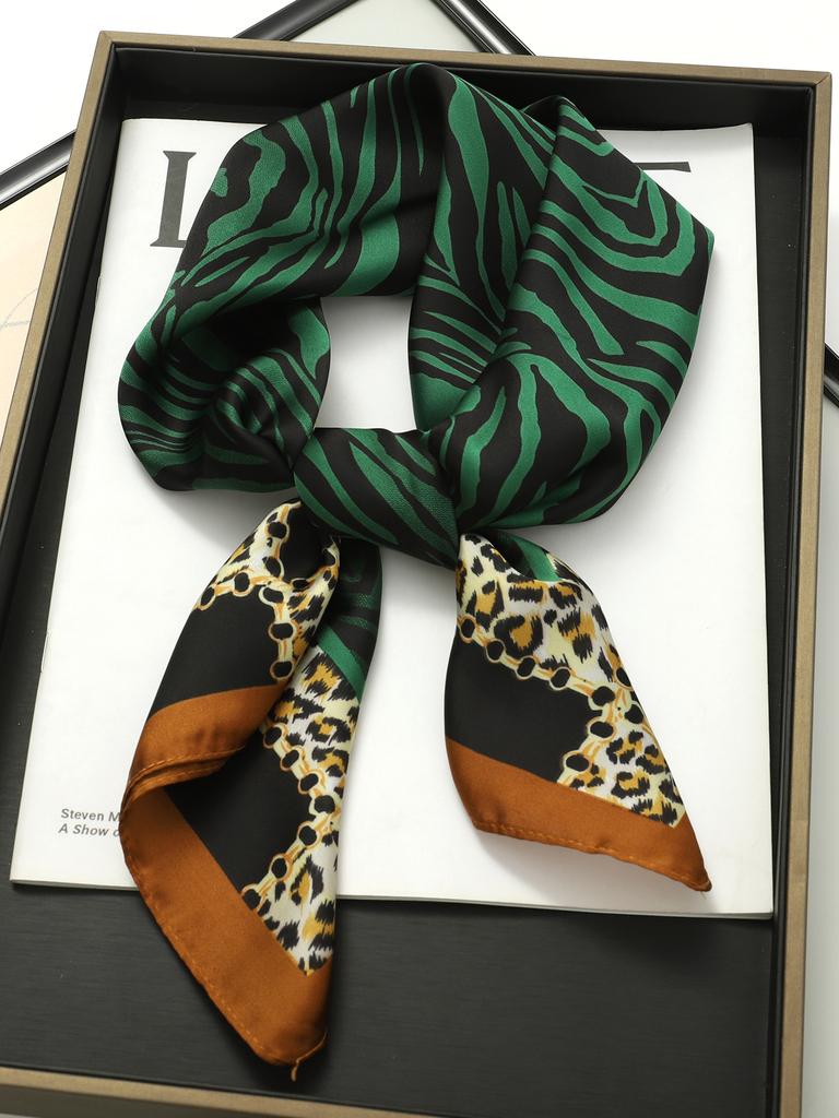 Роскошный брендовый квадратный шелковый шарф женский ободок для волос с принтом маленькие атласные шали платки женские повязки на голову бандана