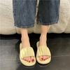 Summer New Fashion Elegant Casual Women's Sandals Solid Color Round Toe Lightweight Flat Heel Pleated Open Toe Slippers NO:2338