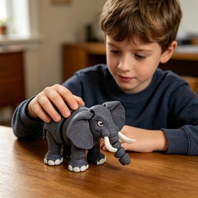 3D-печатная фигурка слона с подвижными суставами, имитация слона, животное для снятия стресса, игрушка-фиджет, украшение для дома, офиса, рабочего стола