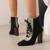 Большие размеры 44 45 46 осень-зима новые квадратные носки пэчворк смешанные цвета женские ботильоны квадратные высокие каблуки уличные модные ботильоны