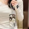 For iPhone 16 Case 3D Pearl Butterfly Mirror Design Shockproof Phone Cover with Strap