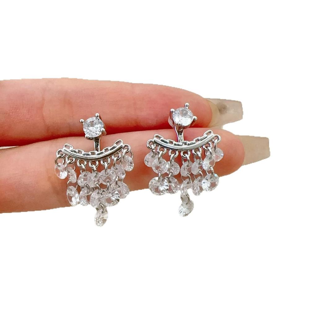Elegant Zircon Tassel Stud Earrings: Luxurious, Fashionable & Versatile for a Sweet, Exaggerated Look