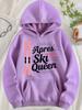 Women Snowboard "Apres Ski Queen" Print Fleece‑Lined Hoodie Warm Casual Sweatshirt With Pocket