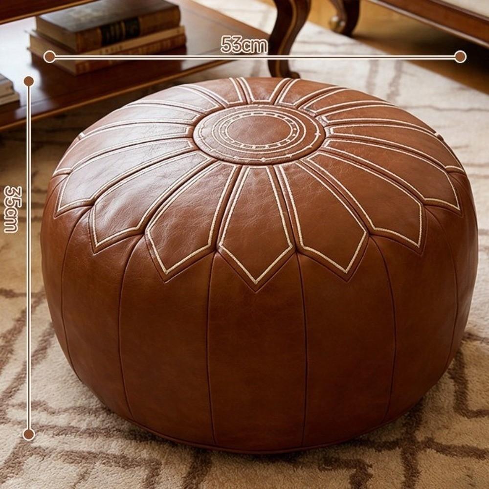PU Leather Fillable Ottoman Pouf Round Shape Round Pouf Cover New Storage Ottoman Living Room