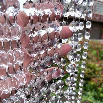 Длинные восьмигранные бусины с серебряными кольцами-крючками, хрустальная люстра, цепочка-гирлянда для прозрачной хрустальной шторки из бусин