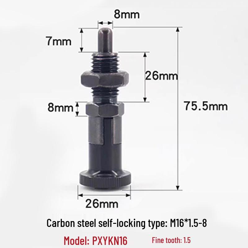 Stainless Steel/Carbon Steel Indexing Pin: Knob Plunger, Self-Locking, Re-Locking, Fine Thread, Complete Specifications