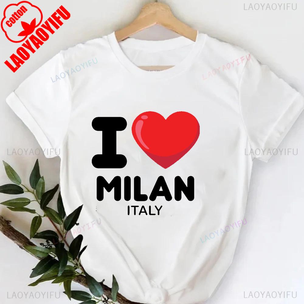 MILANO ITALY Футболка с принтом букв, с круглым вырезом, повседневная, с коротким рукавом, для весны и лета, женская одежда, День святого Валентина