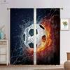 Football Rugby In Water and Fire 3D Printed Rod Pocket Curtain Bedroom Living Room Kitchen Decorative Curtain 2 Pieces