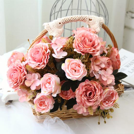 Искусственное растение с высокой имитацией, декоративное украшение, не требующее ухода, простой цветок розы, искусственное растение, букет на день рождения для офиса