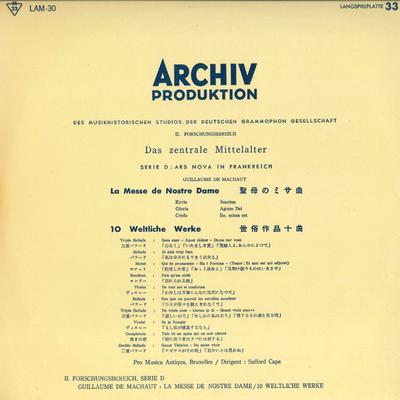 LP Запись SAFFORD CAPE, PRO MUSICA ANTIQUA - Гийом де Машо: Масса нашего L LAM30 ARCHIV Япония Классический Б/У