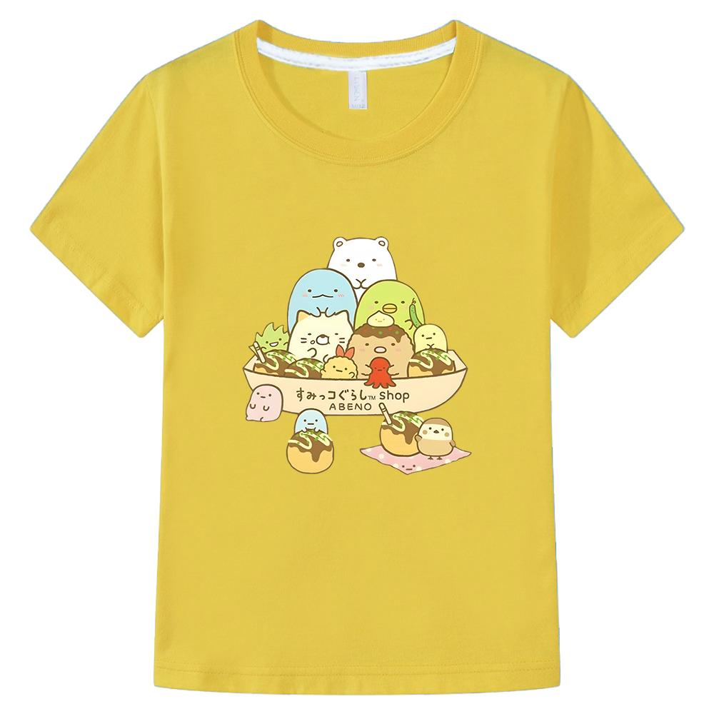 Футболки Sumikko Gurashi Детская летняя одежда Футболки с мультяшным принтом Футболки для мальчиков и девочек Аниме футболки Хлопковый топ