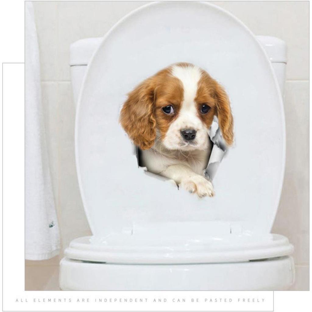 Наклейка на унитаз с изображением мультяшного кота, украшение для ванной комнаты и туалета, водонепроницаемая 3D-самоклеящаяся наклейка на крышку унитаза